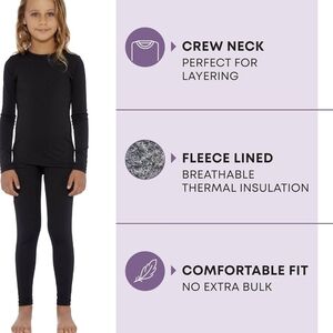 Rocky Black Long Sleeve Kids Thermal Underwear 2 Pc